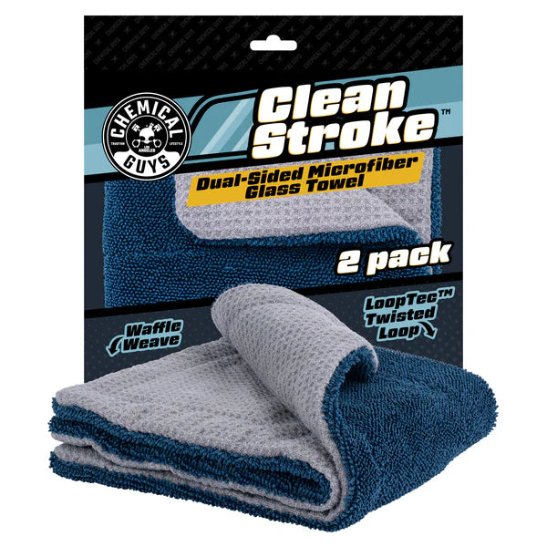 CleanStrokeDual-SidedMicrofiberGlassTowel2-Pack